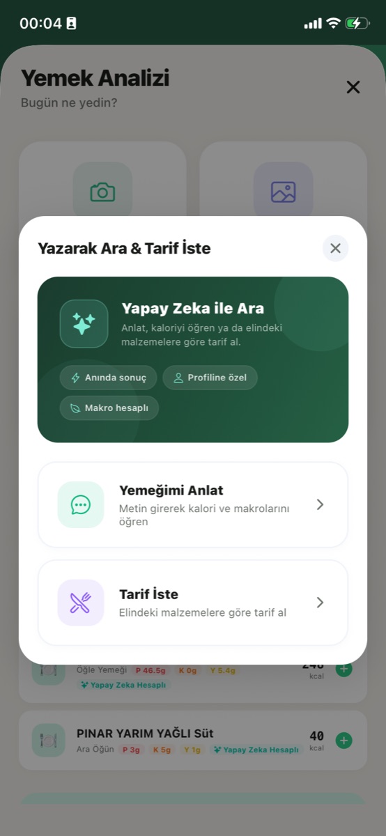 Yedimmi egzersiz kalori takibi